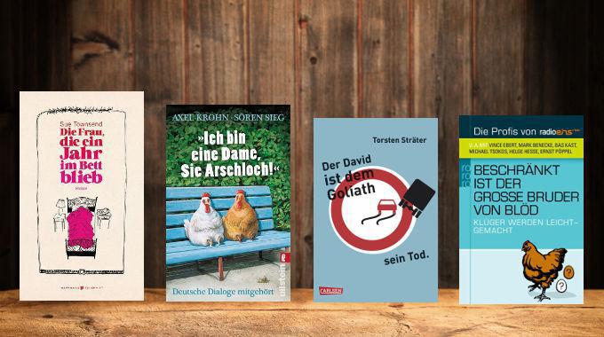 Buchcover der vorgestellten Bücher (Was liest Du?, WDR Fernsehen, 29.11., Jürgen von der Lippe und Carolin Kebekus)