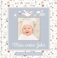 Babyalbum mit Fensterausschnitt für das 1. Lebensjahr zum Eintragen der schönsten Momente und Erinnerungen mit Platz für Fotos | genderneutral für Jun - 