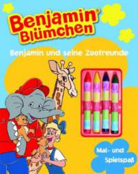 Benjamin Blümchen und seine Zoofreunde, m. 4 Wachsmalstiften - 